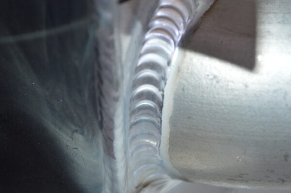 Weld close up on the Upgraded Aluminum Intercooler