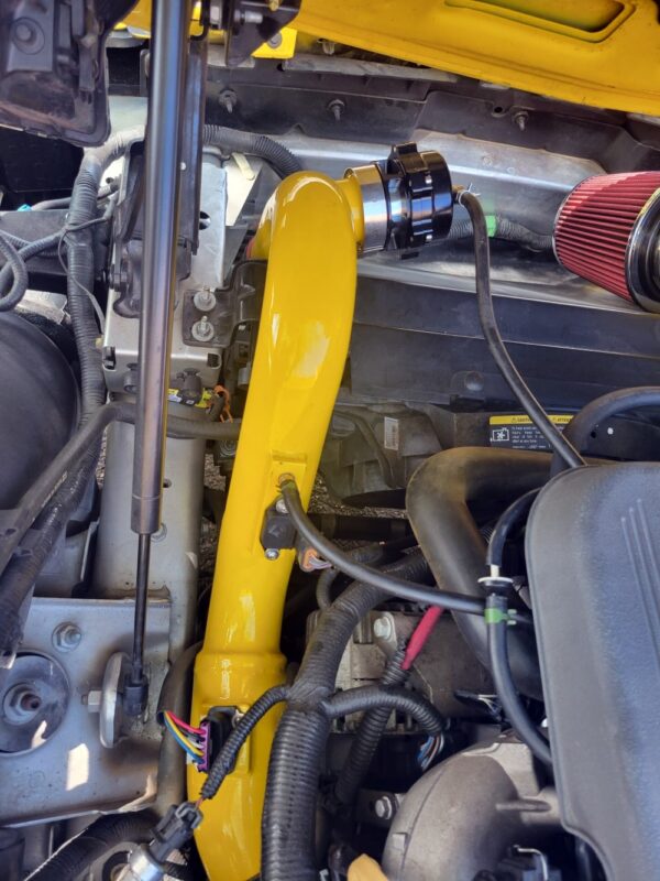 External BOV and MAF Relocation Kit for Pontiac Solstice GXP and Saturn Sky Redline, installed in Yellow.